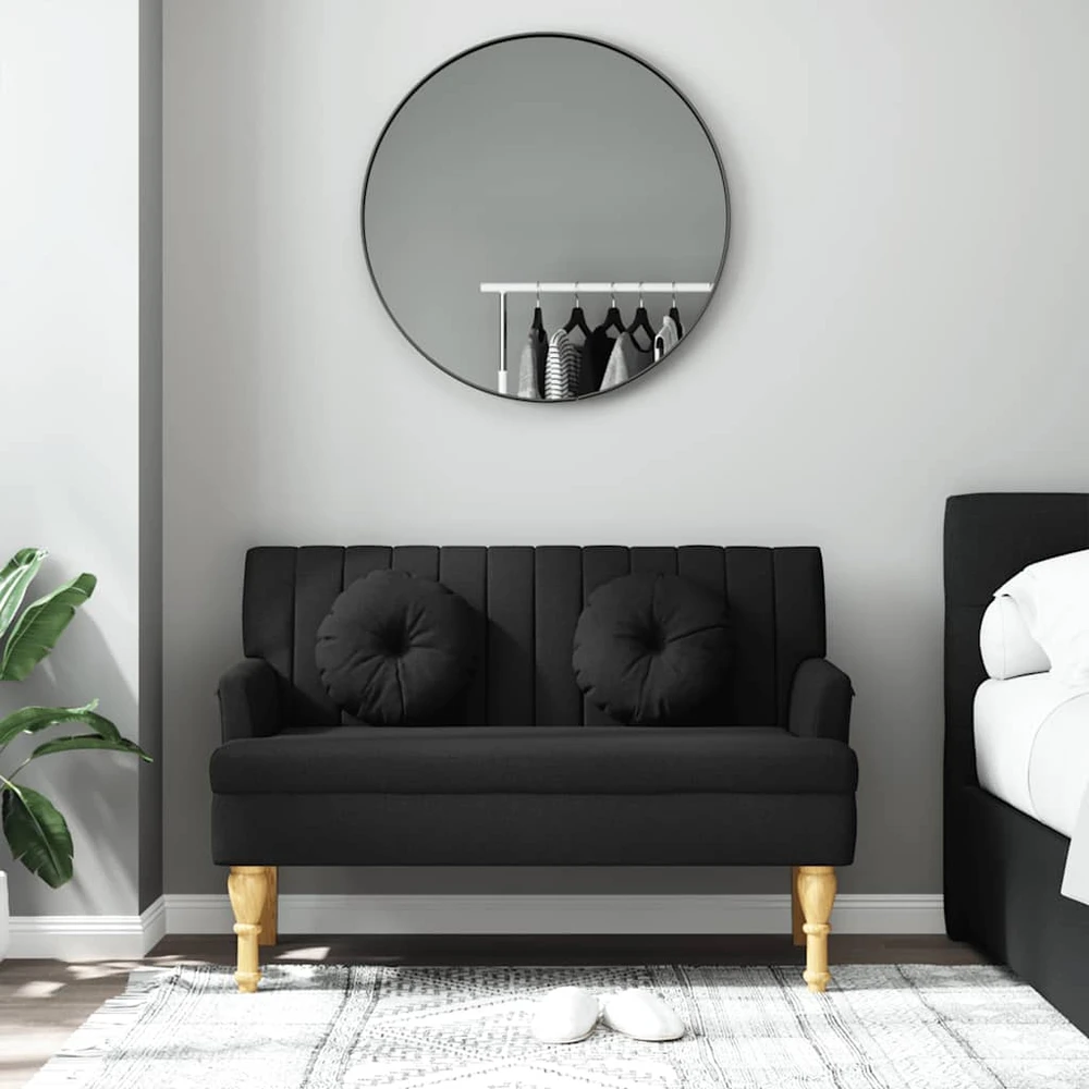 Suoliukas su pagalvėlėmis, juodas, 113x64,5x75,5cm, audinys