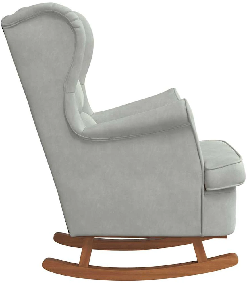 Supamas krėslas su kaučiukmedžio kojomis, pilkas, aksomas