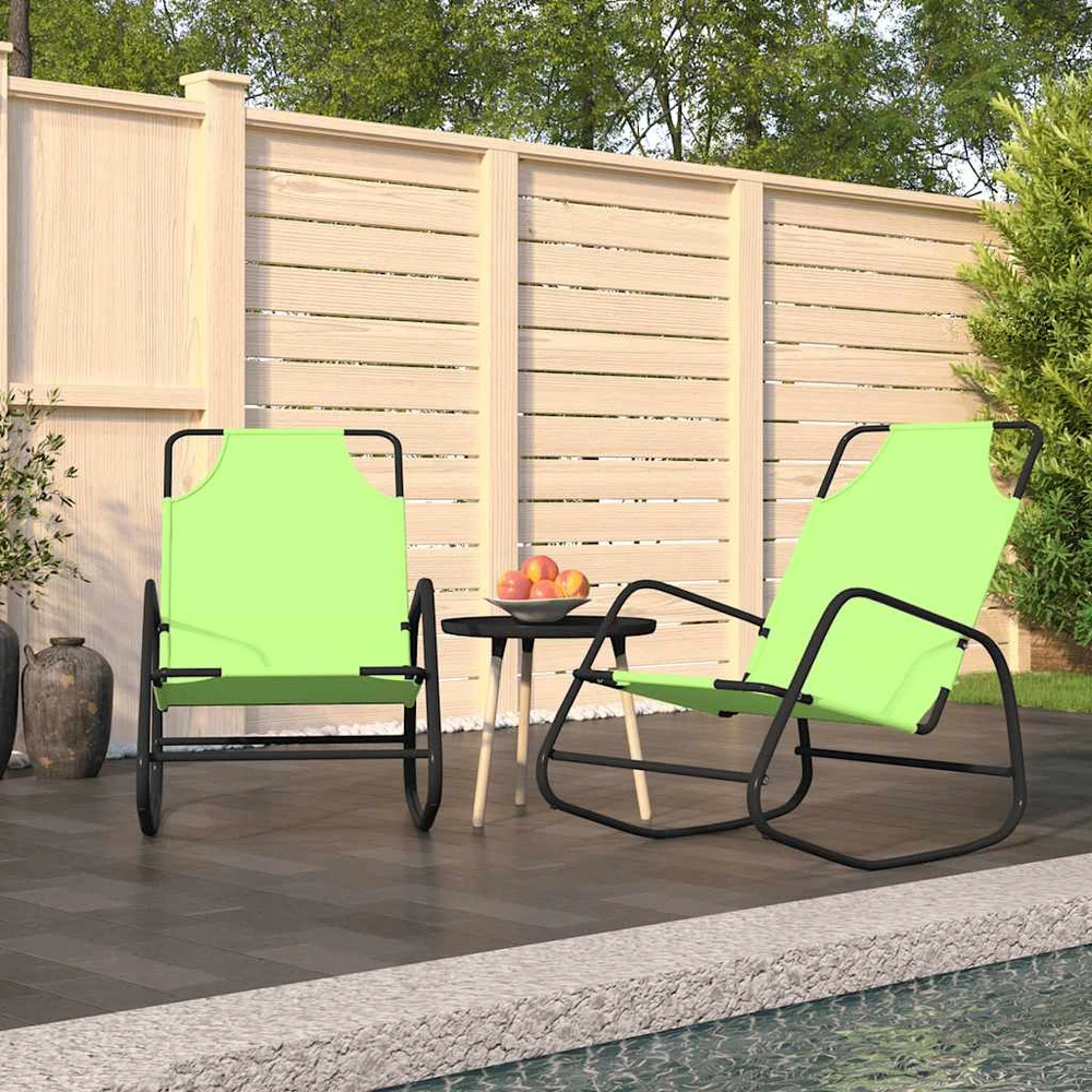 Sofa Supami saulės gultai, 2vnt., žali, plienas ir tekstilenas
