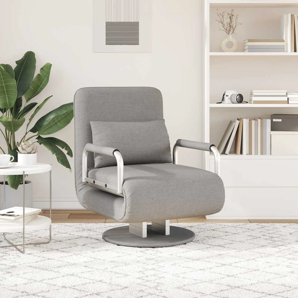 Supamoji kėdė ir sofa-lova, šviesiai pilka, audinys