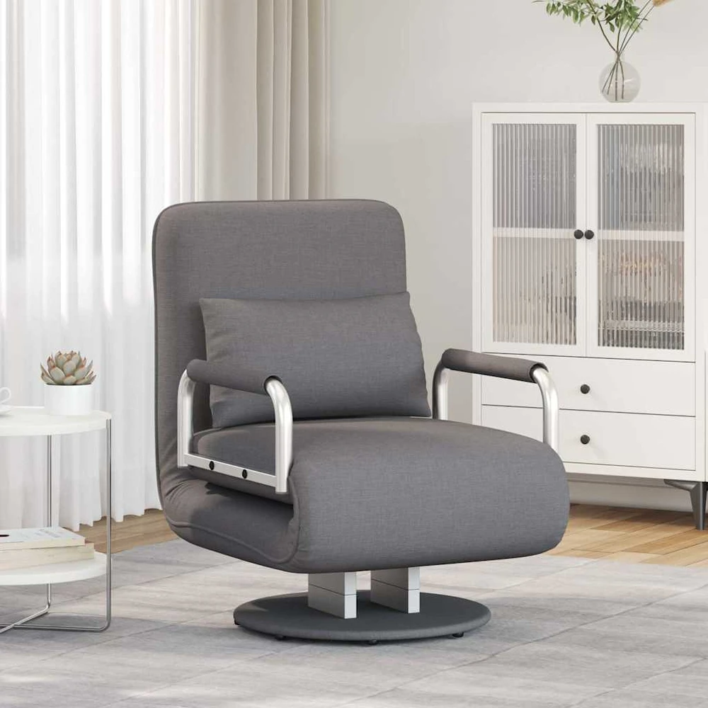 Supamoji kėdė ir sofa-lova, tamsiai pilka, audinys