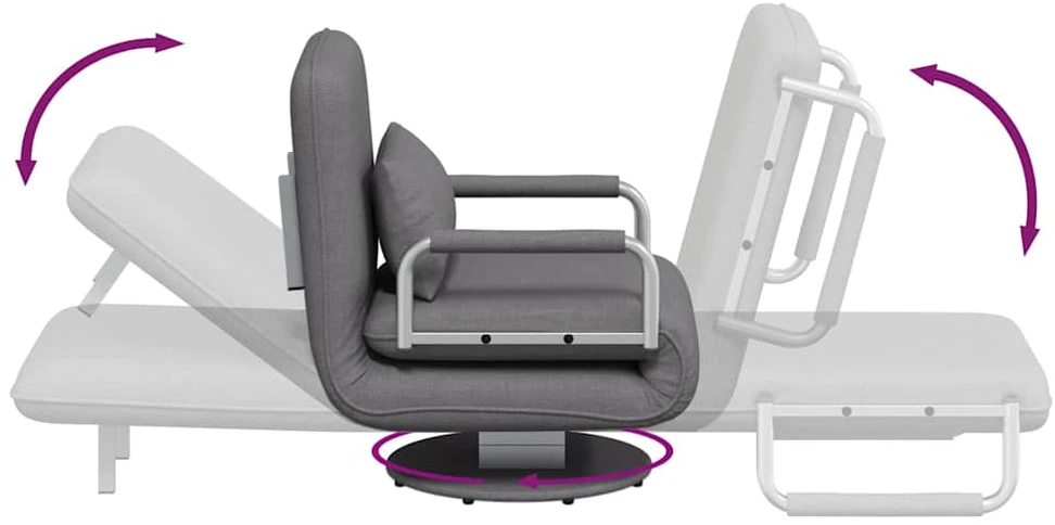 Supamoji kėdė ir sofa-lova, tamsiai pilka, audinys