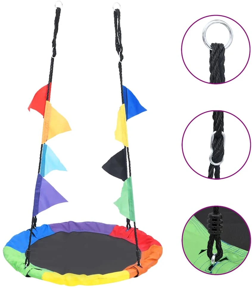 Sūpynės su vėliavėlėmis, vaivorykštės spalvų, 100cm