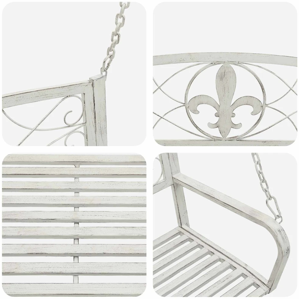 Sūpynės suolas Plienas 110,5 x 59 x 55 cm Antikinė balta