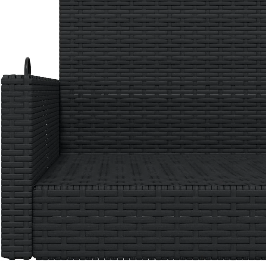 Sūpynės-suoliukas, juodos spalvos, 119x56x48cm, poliratanas