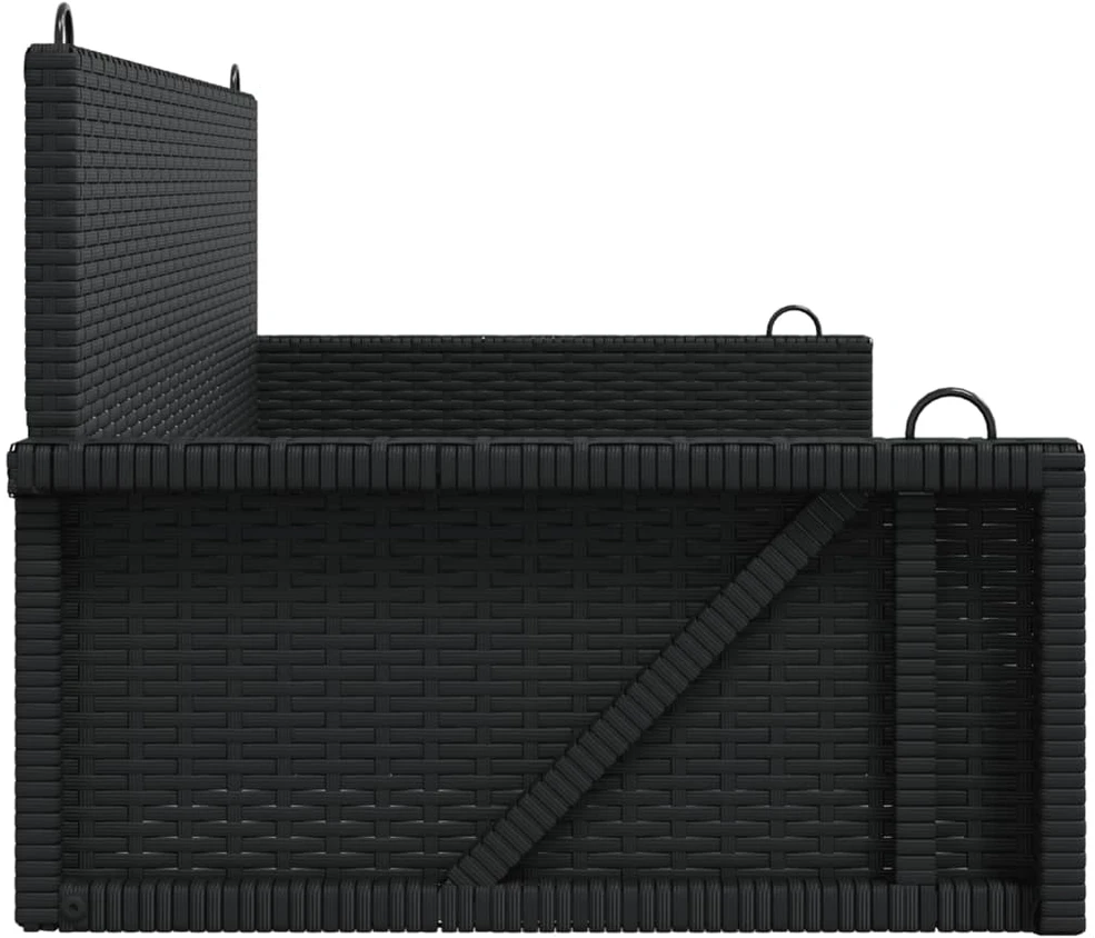 Sūpynės-suoliukas, juodos spalvos, 119x56x48cm, poliratanas