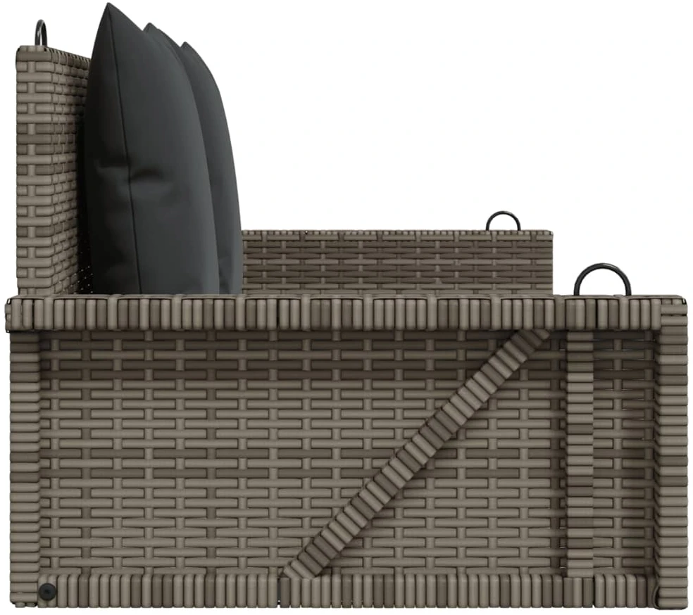 Sūpynės-suoliukas su pagalvėmis, pilkas, 119x56x48cm, ratanas
