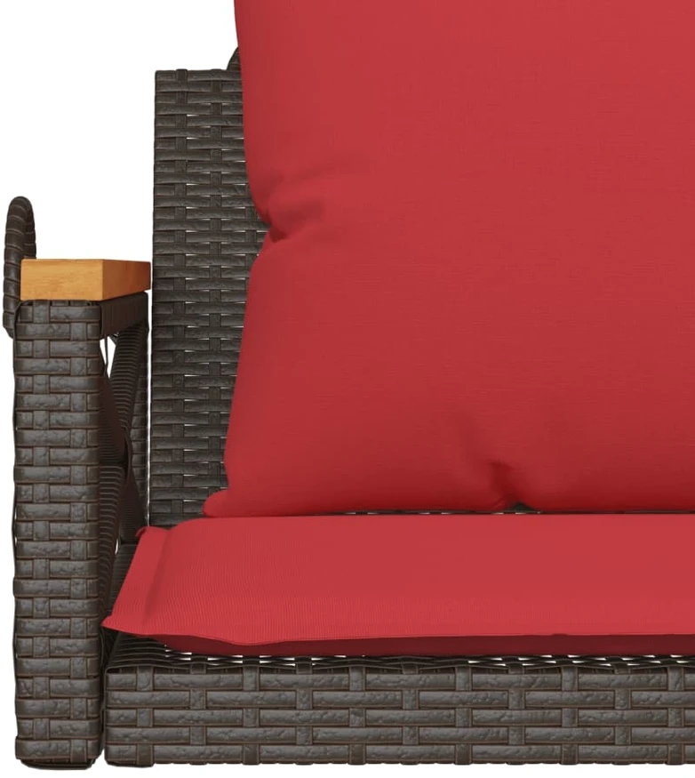 Lauko baldų komplektas Sūpynės-suoliukas su pagalvėmis, rudas, 63x62x40cm, ratanas