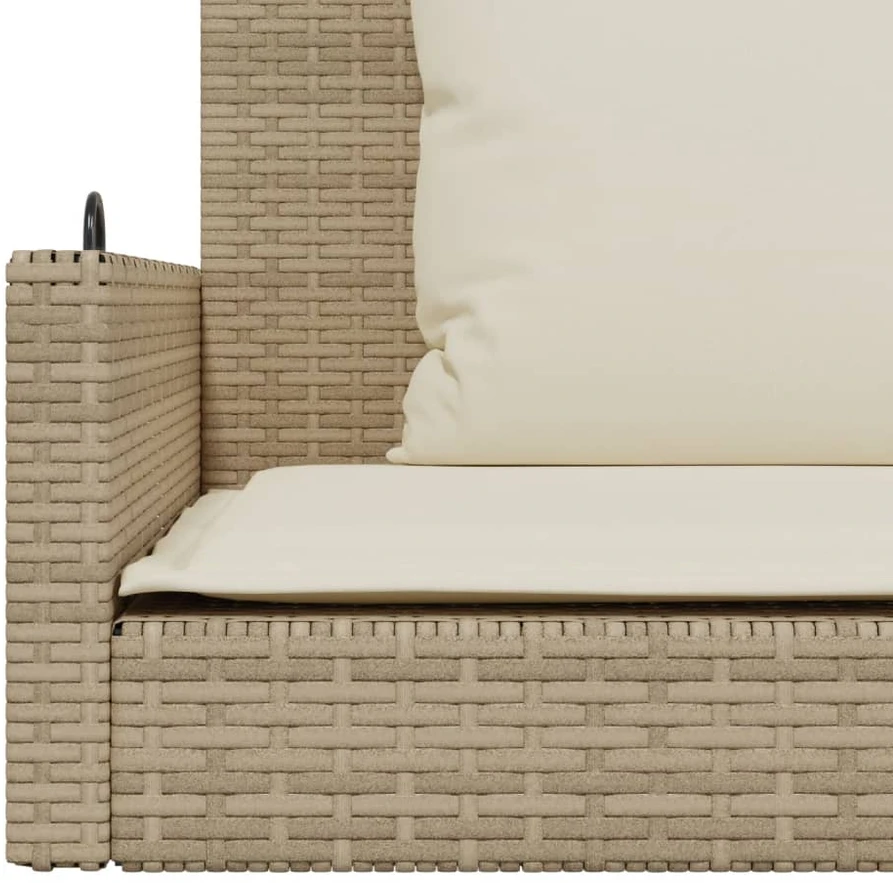Sūpynės-suoliukas su pagalvėmis, smėlio, 119x56x48cm, ratanas