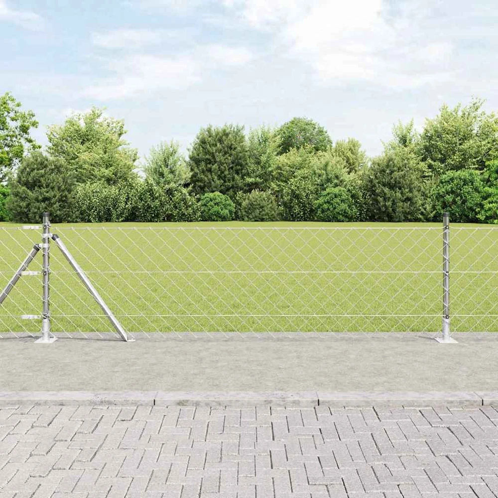 Grandininė tvora su betono baze 10 x 0,4 m Sidabrinė Tinklelis