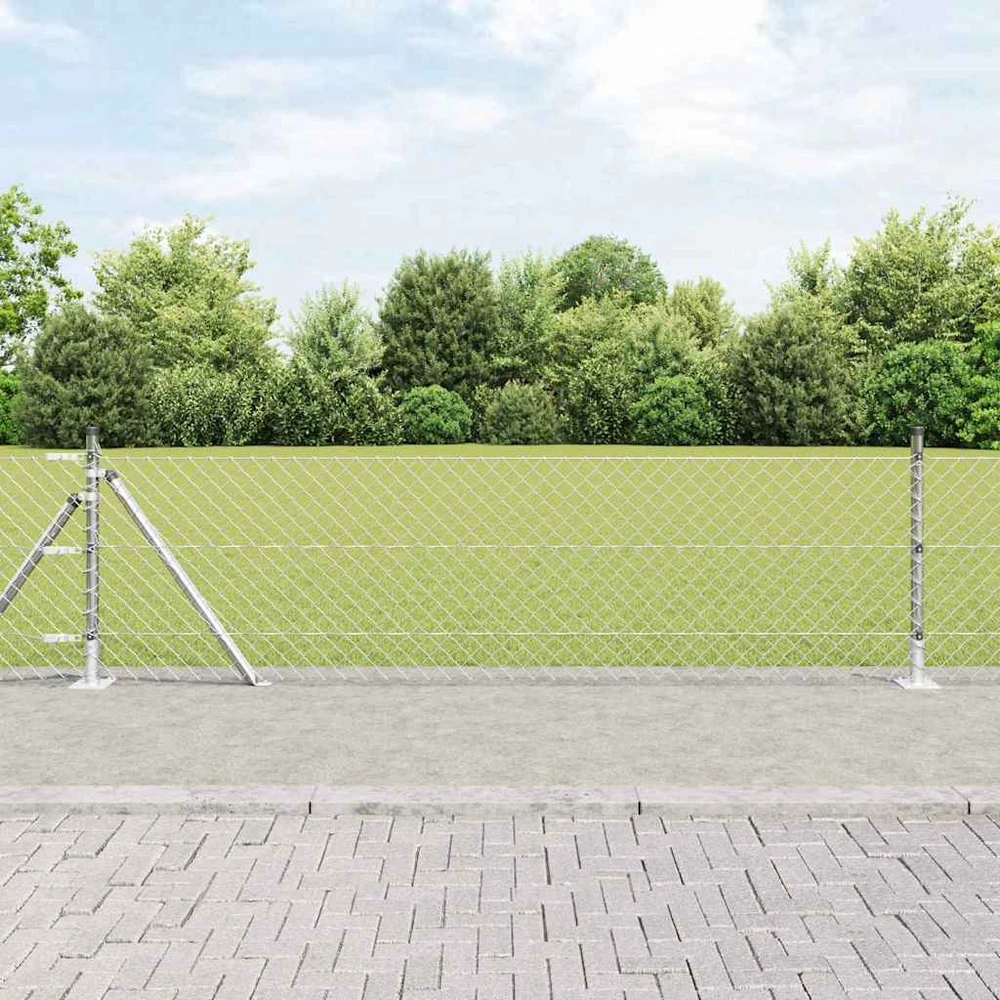 Grandininė tvora su betono baze 10 x 0,4 m Sidabrinė Tinklelis