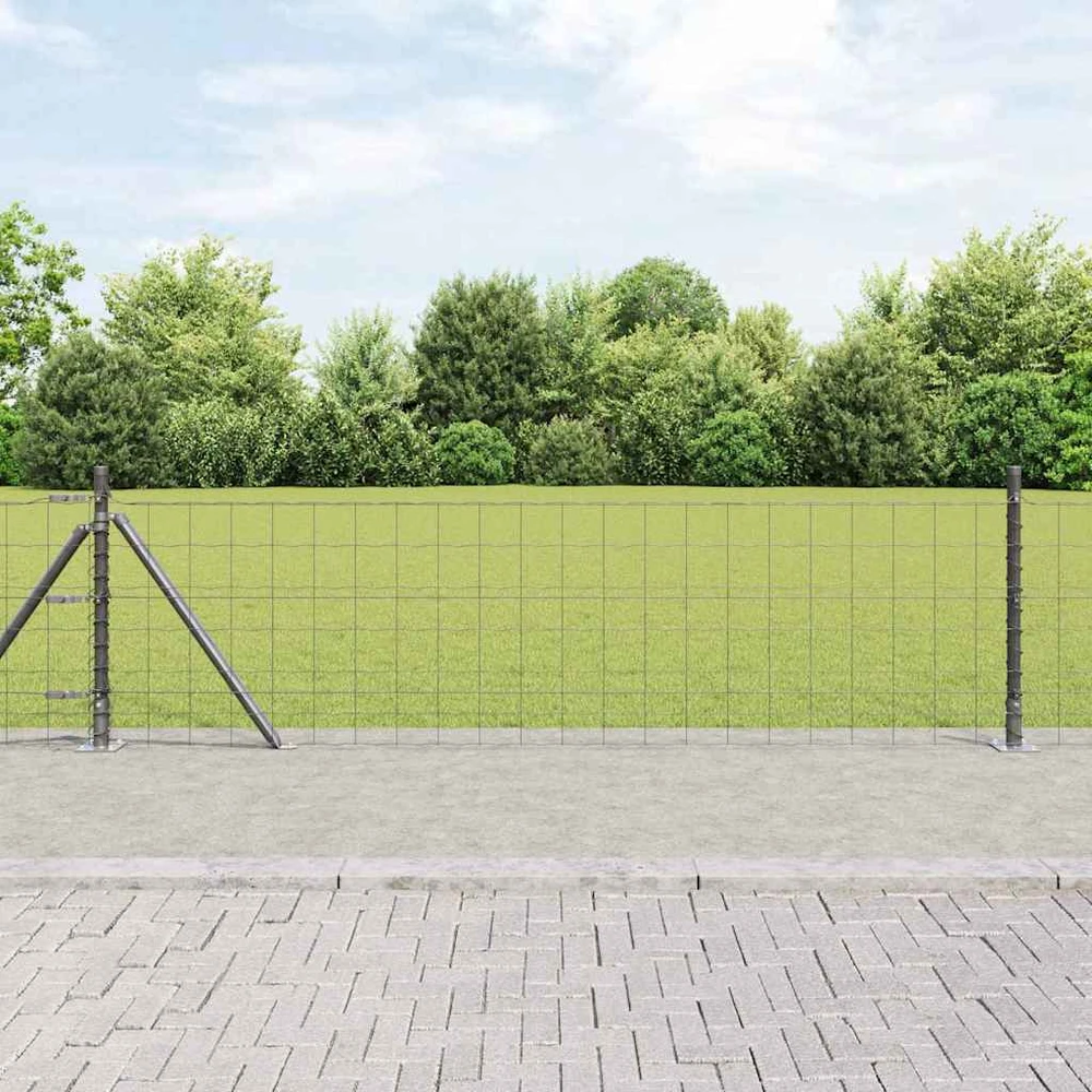 Eurų tvora su betono baze 25 x 0,6 m PVC dengtas plienas Pilka