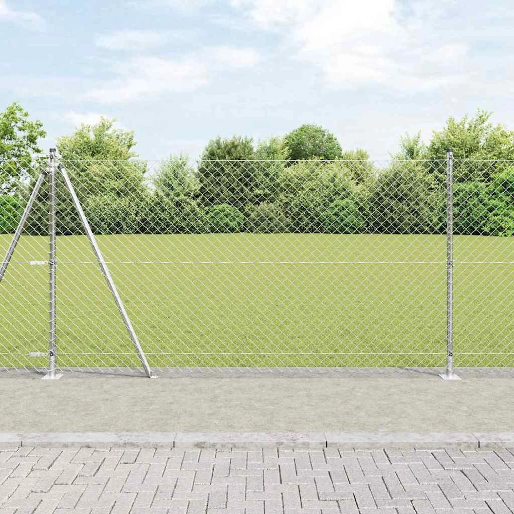 Grandininė tvora su betono baze 25 x 1,2 m Sidabrinė Tinklelis