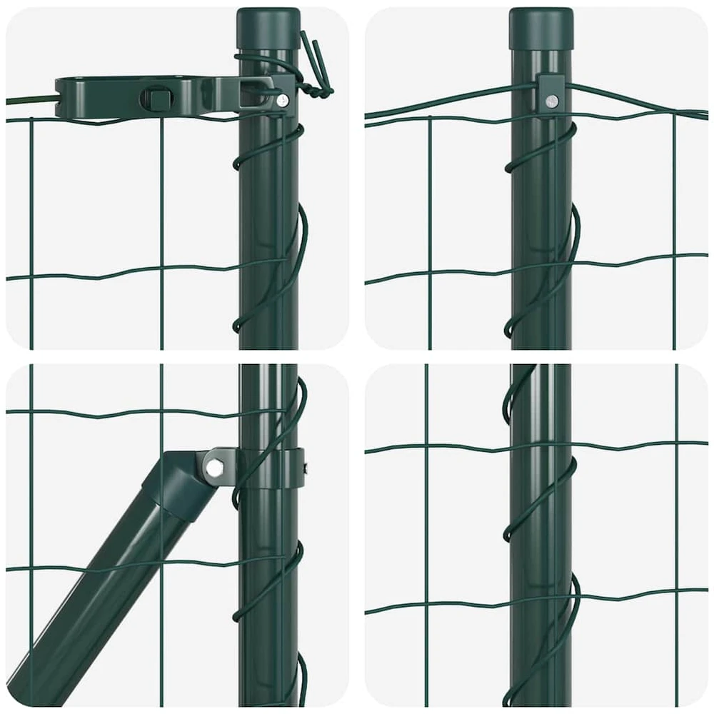 Eurų tvora su betono baze 25 x 0,8 m PVC dengtas plienas Žalia