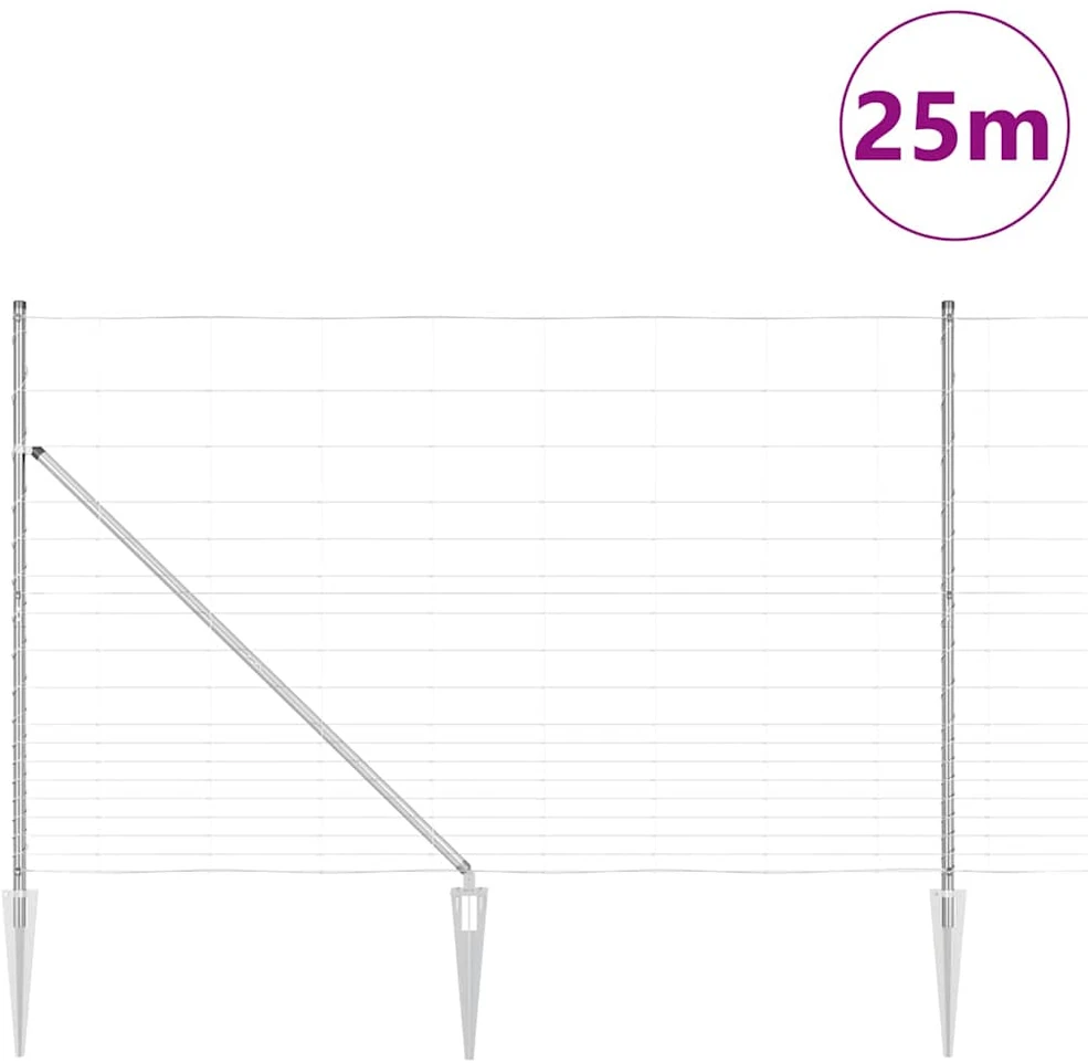 Suvirintas vielinis tvoras su smailiais galais 25 x 1,5 m