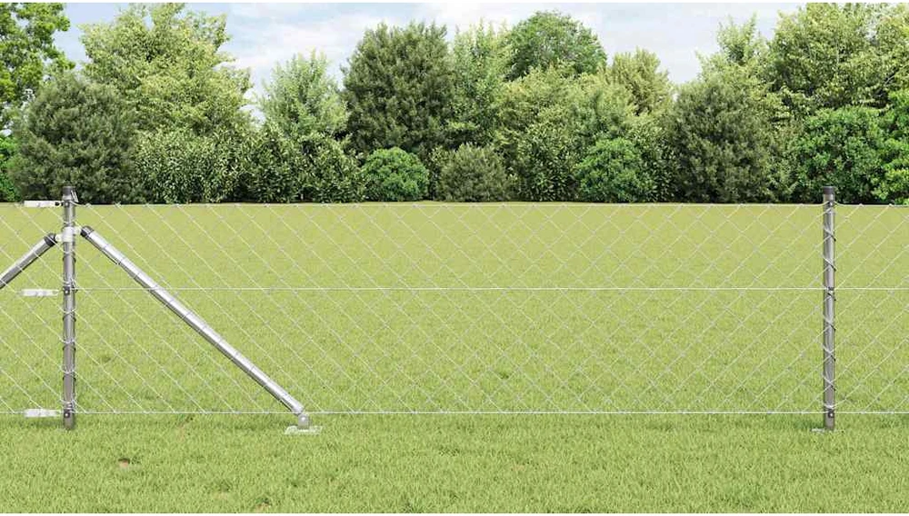 Grandininė tvora su smaigaliais 25 x 0,8 m Sidabrinė Tinklelis