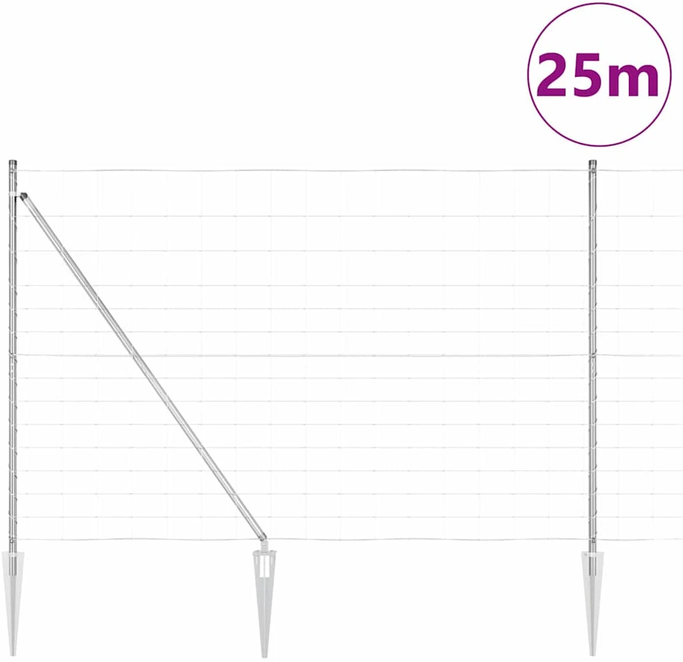 Suvirintas vielinis tvoras su smailiais galais 25 x 1,6 m