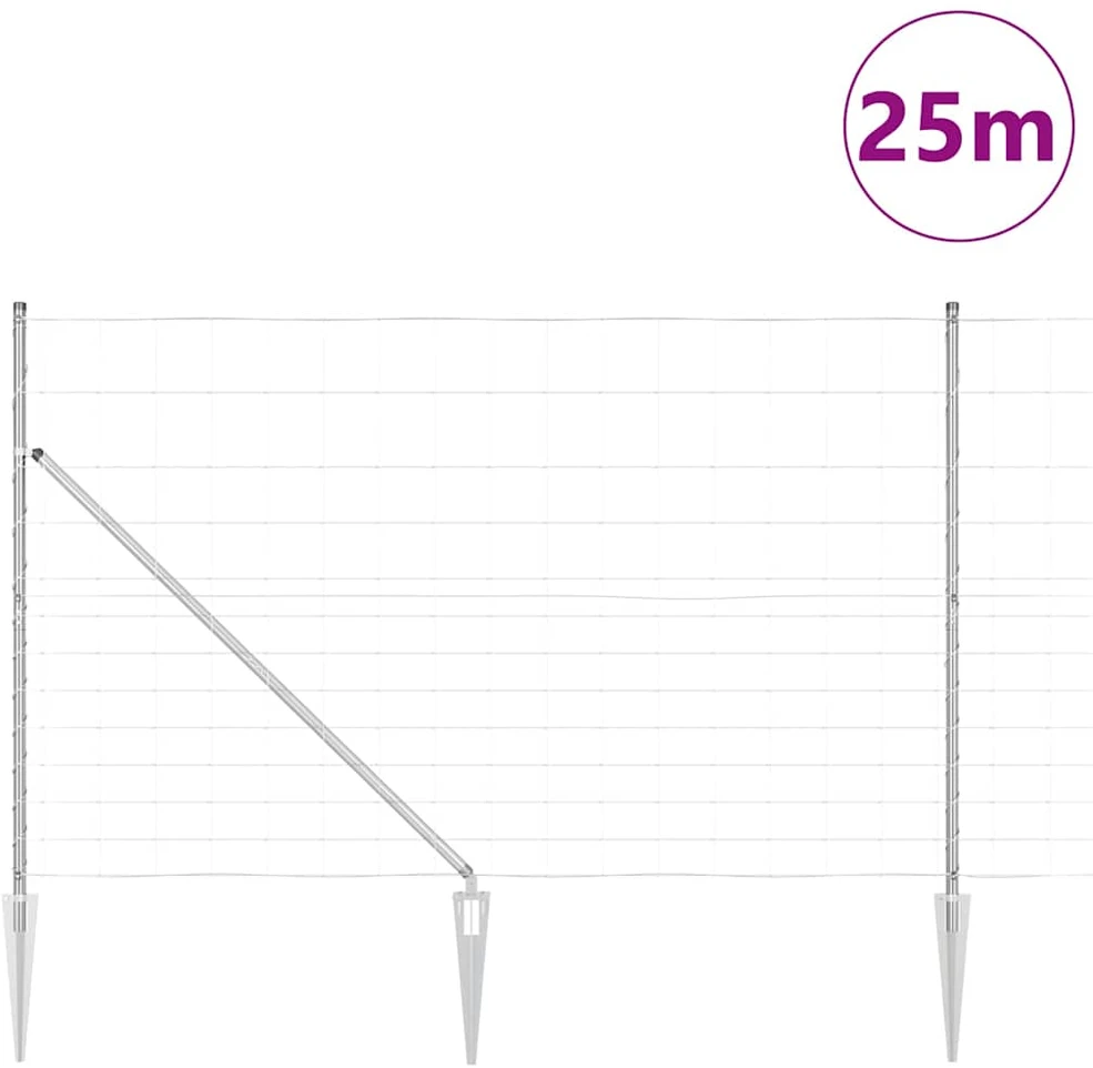 Suvirintas vielinis tvoras su smailiais galais 25 x 1,5 m
