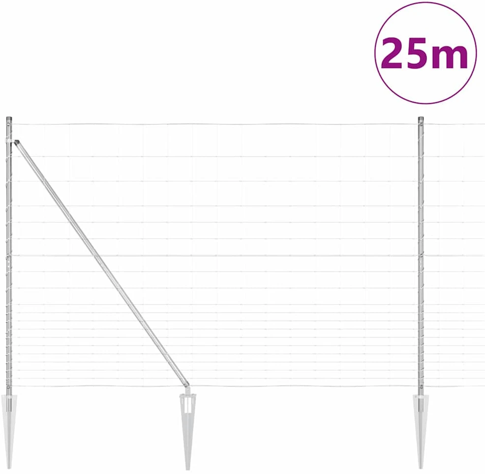 Suvirintas vielinis tvoras su smailiais galais 25 x 1,6 m