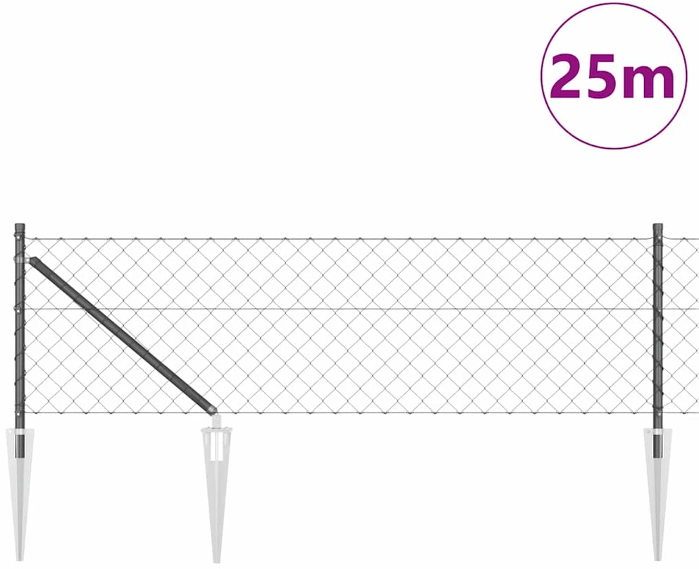 Grandininė tvora su smaigaliais 25 x 0,6 m PVC dengtas plienas