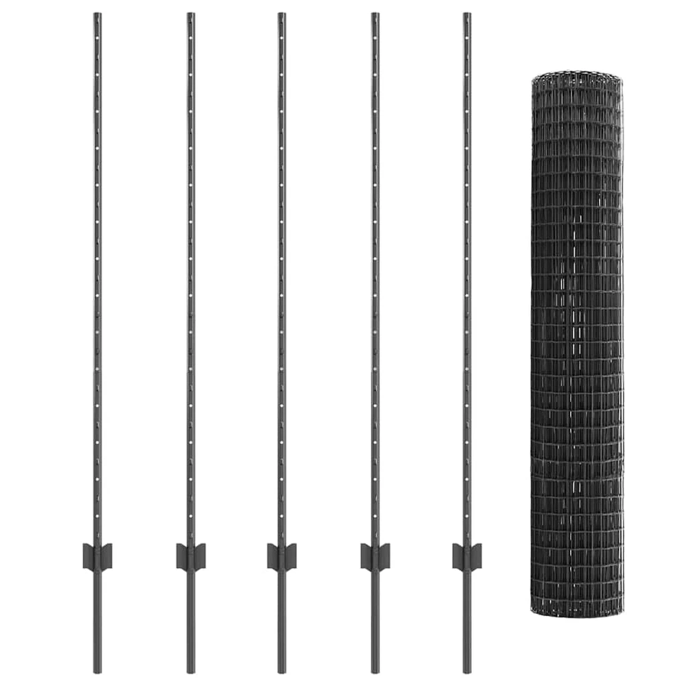 Euro tvoros su stulpu 10 x 1,4 m PVC dengtas plienas Pilka