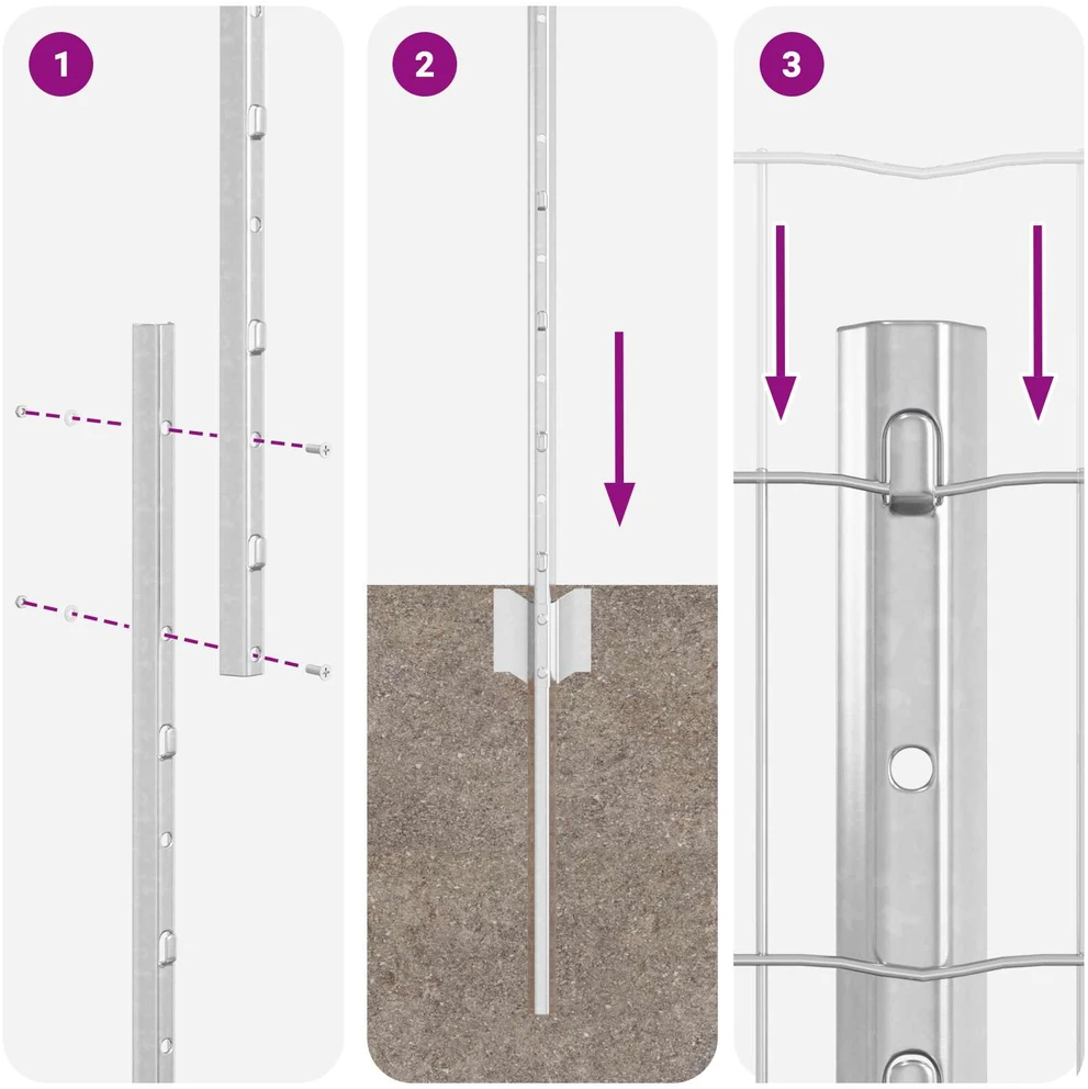 Euro tvoros su stulpu 10 x 1,4 m Galvanizuotas plienas