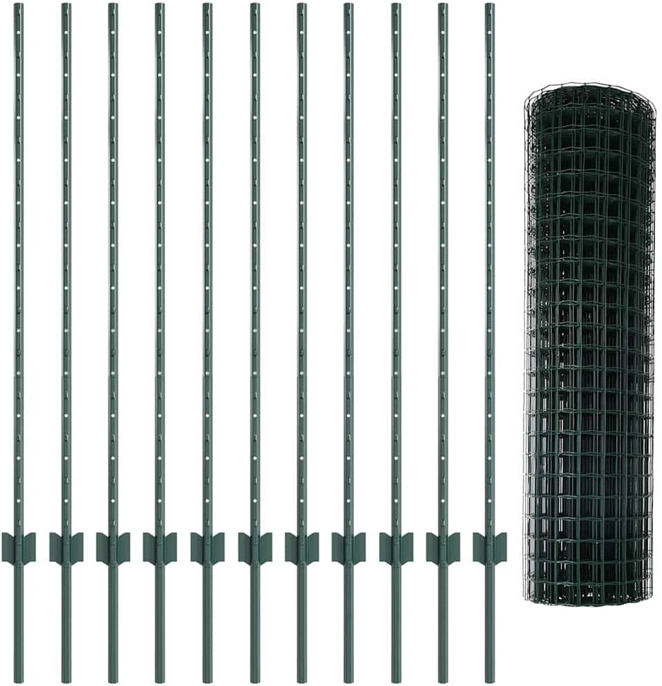 Euro tvoros su stulpu 25 x 1,2 m PVC dengtas plienas Žalia