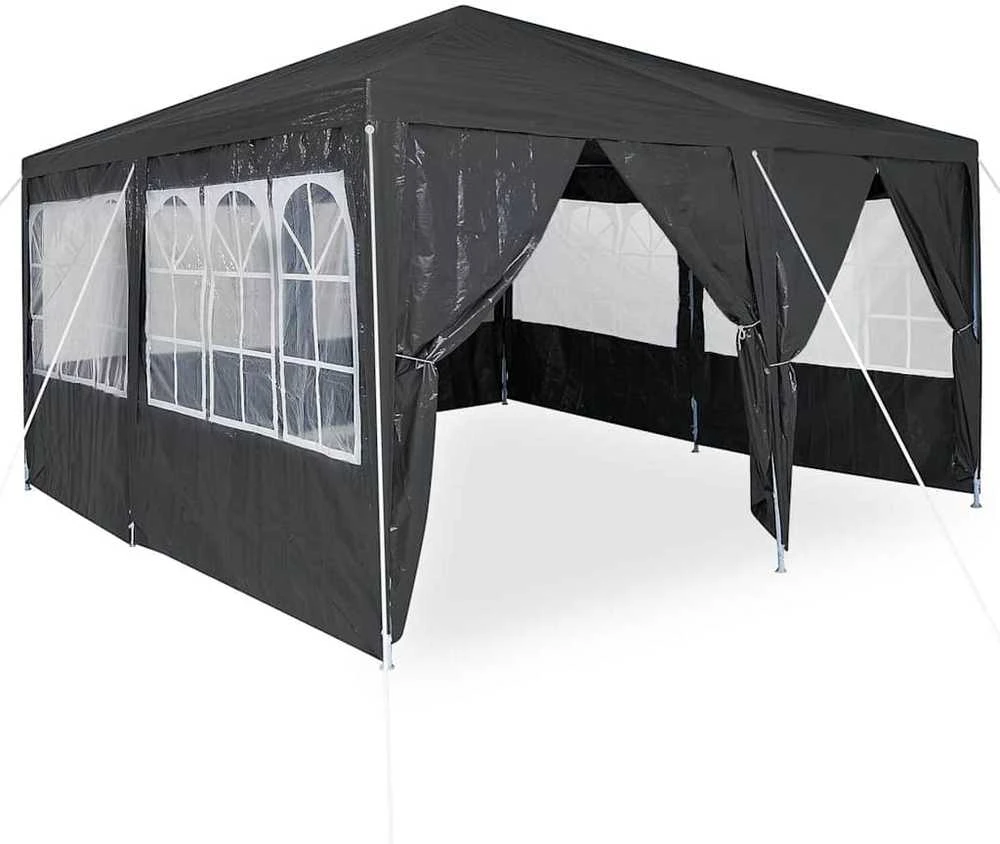 Sodo pavėsinė su lempučių girliandomis LED, balta, 3x3m
