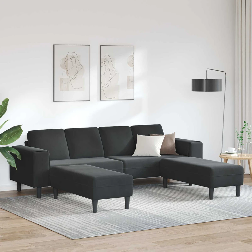 Svetainės sofa 3 vnt. Juoda