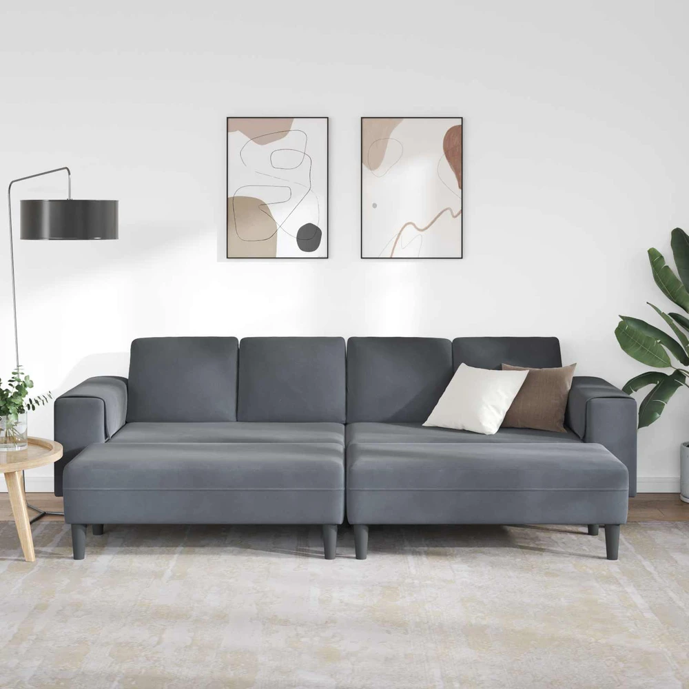 Svetainės sofa 3 vnt. Tamsiai pilka