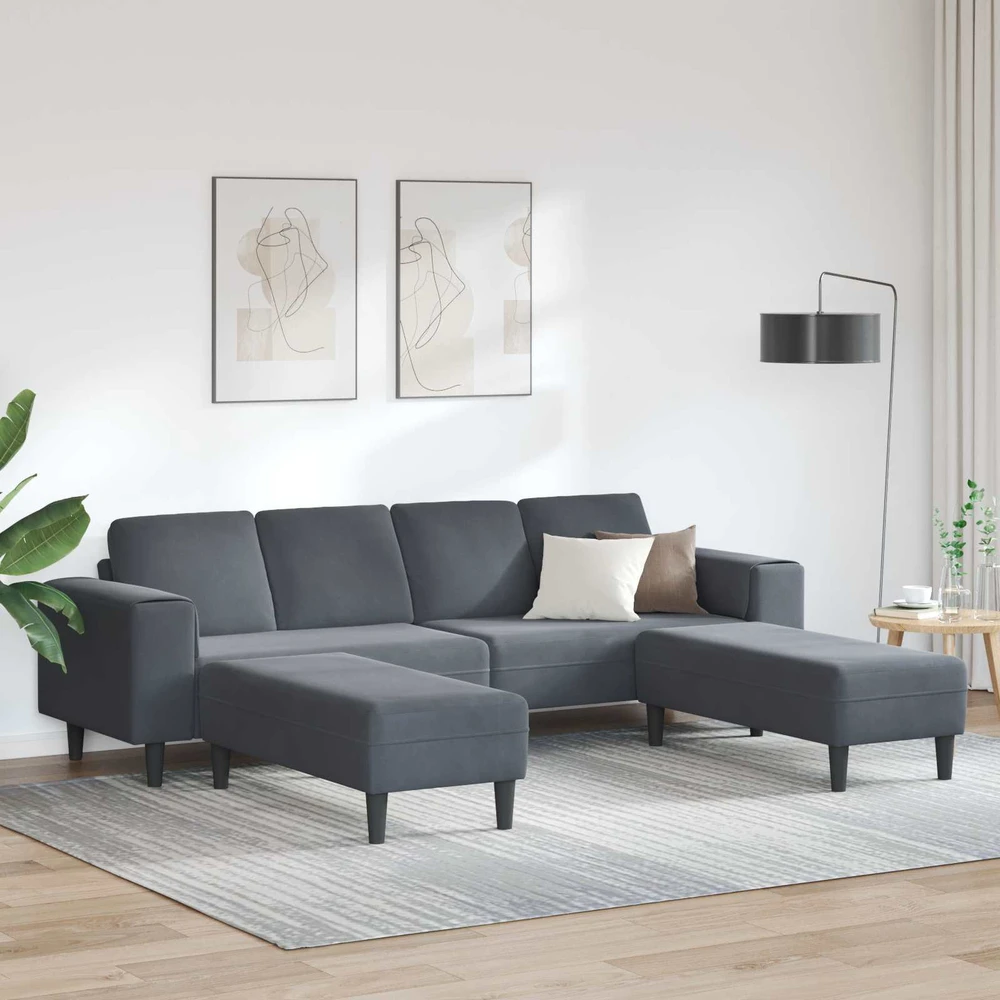 Svetainės sofa 3 vnt. Tamsiai pilka