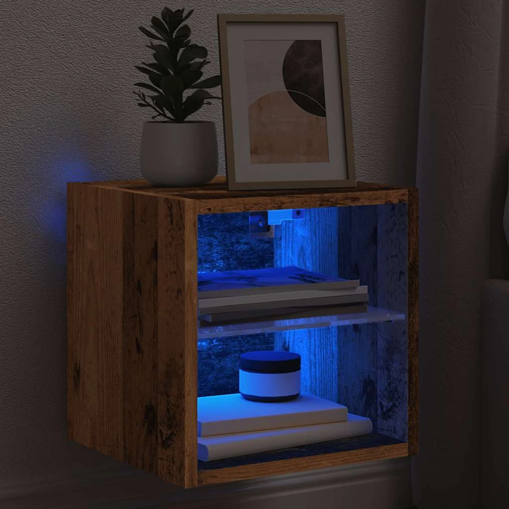 TV staliukas televizoriaus sieninė spintelė su LED lemputėmis Old Wood