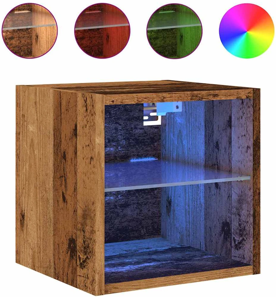TV staliukas televizoriaus sieninė spintelė su LED lemputėmis Old Wood