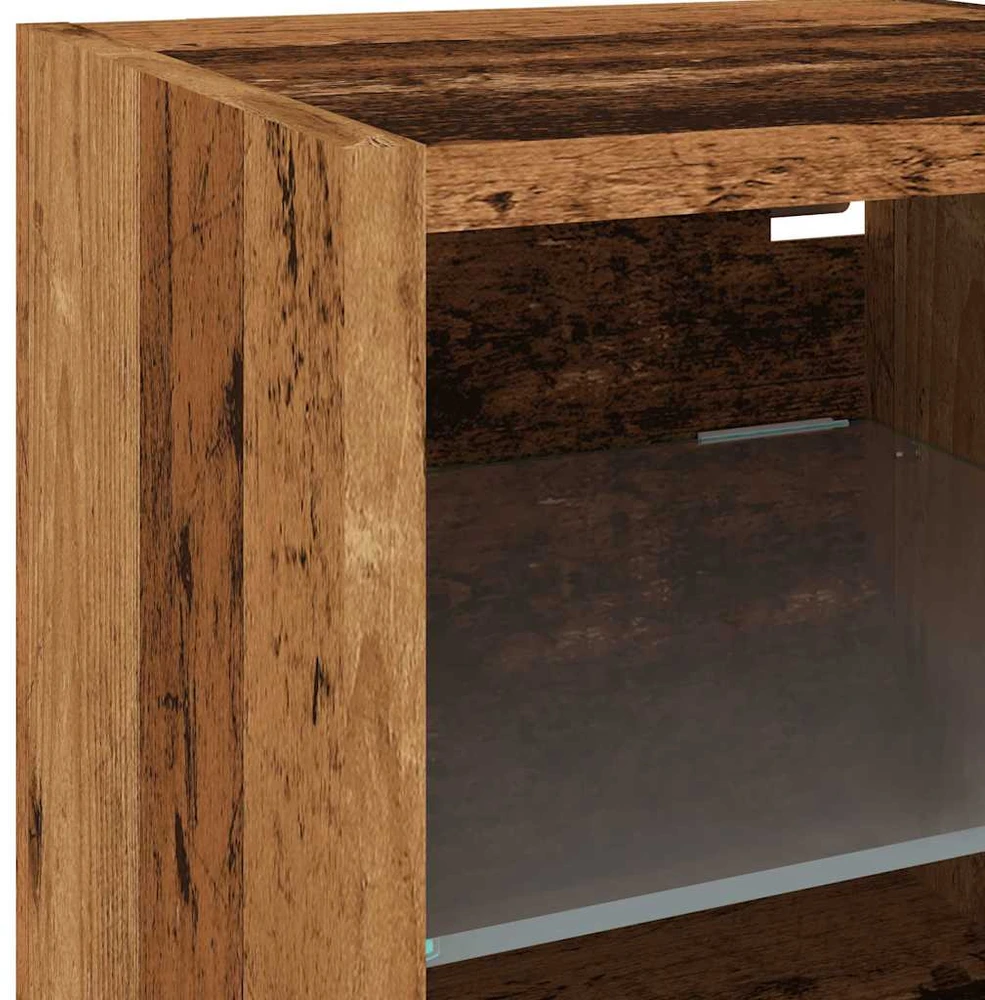 TV staliukas televizoriaus sieninė spintelė su LED lemputėmis Old Wood
