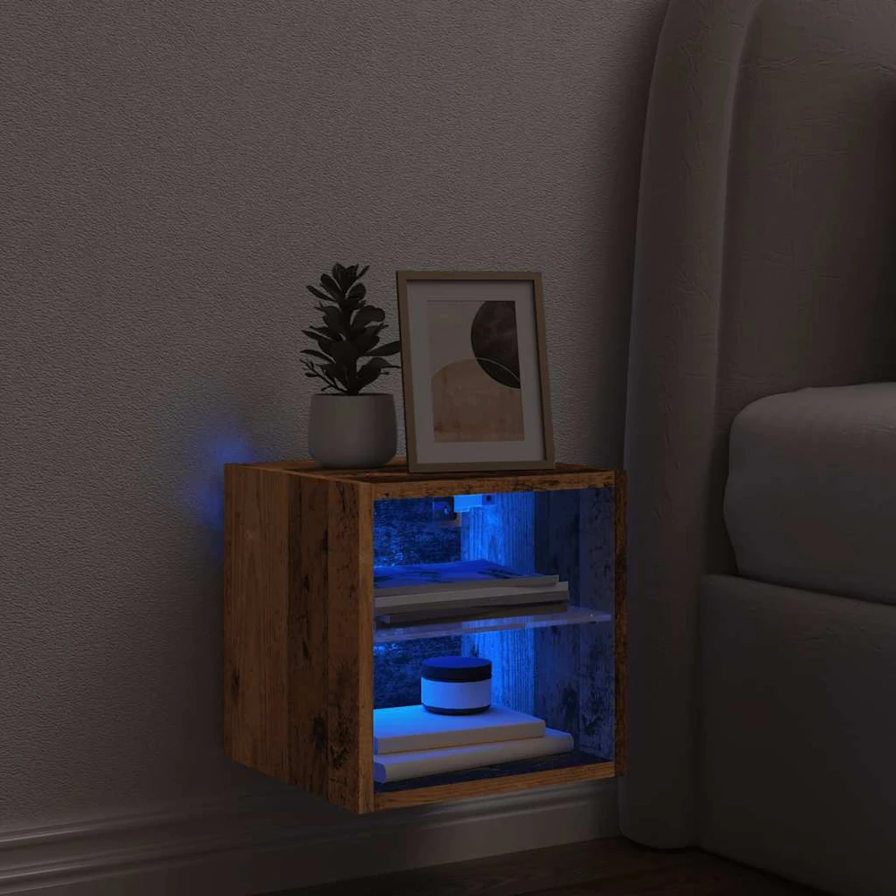TV staliukas televizoriaus sieninė spintelė su LED lemputėmis Old Wood