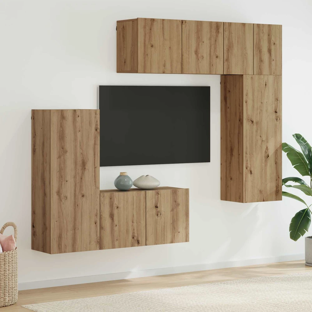 TV staliukas Televizoriaus sieninis modulis 5 vnt. Amatininkų ąžuolas