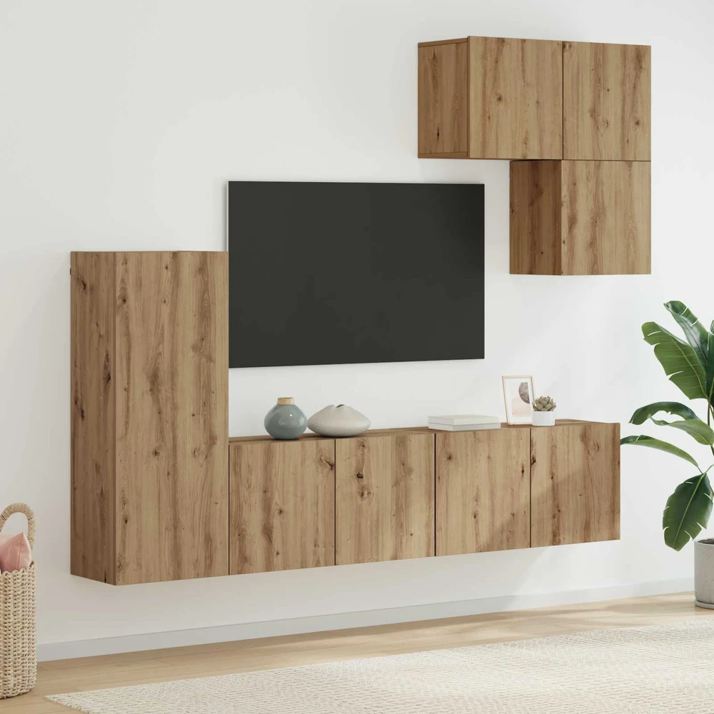 TV staliukas Televizoriaus sieninis modulis 5 vnt. Amatininkų ąžuolas