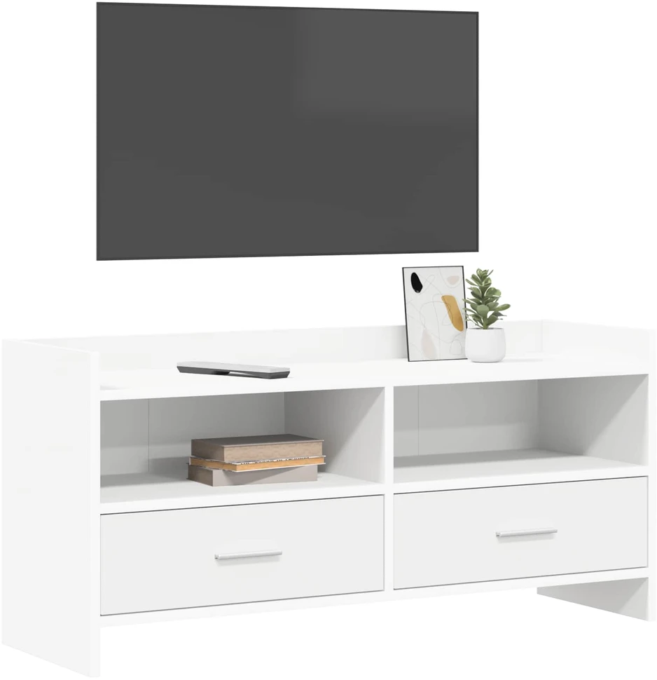 TV staliukas Televizoriaus spintelė 100 x 33 x 47 cm Balta Apdirbta mediena