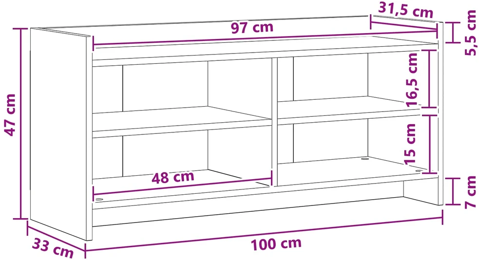 TV staliukas Televizoriaus spintelė 100 x 33 x 47 cm Betono pilka