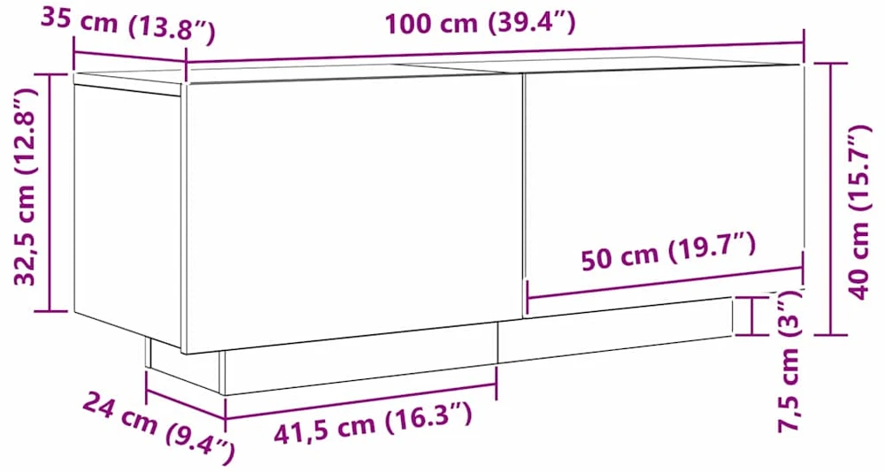 Televizoriaus spintelė 100 x 35 x 40 cm Juodas ąžuolas