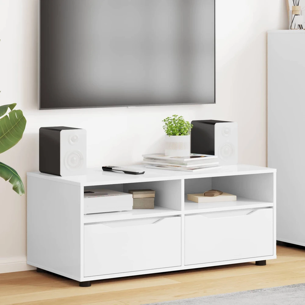 TV staliukas Televizoriaus spintelė 100 x 48 x 43 cm Balta Apdirbta mediena