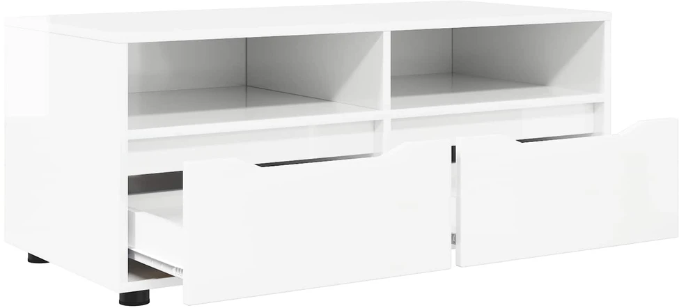 TV staliukas Televizoriaus spintelė 100 x 48 x 43 cm Aukštai blizganti balta