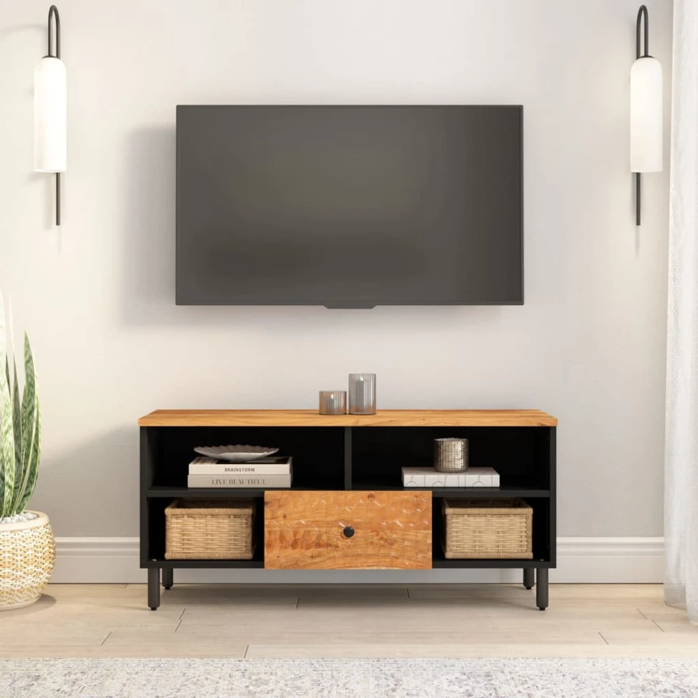 TV staliukas Televizoriaus spintelė, 100x33x46cm, akacijos medienos masyvas