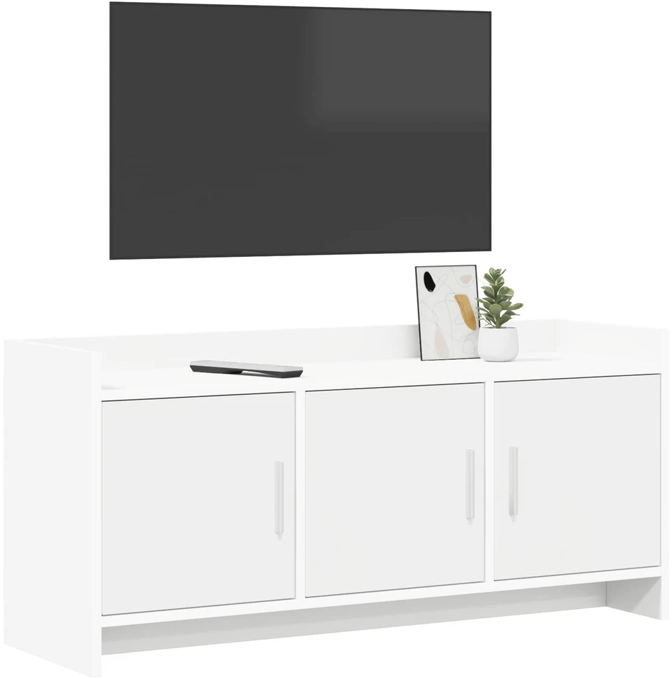 TV staliukas Televizoriaus spintelė 102 x 33 x 47 cm Balta Apdirbta mediena