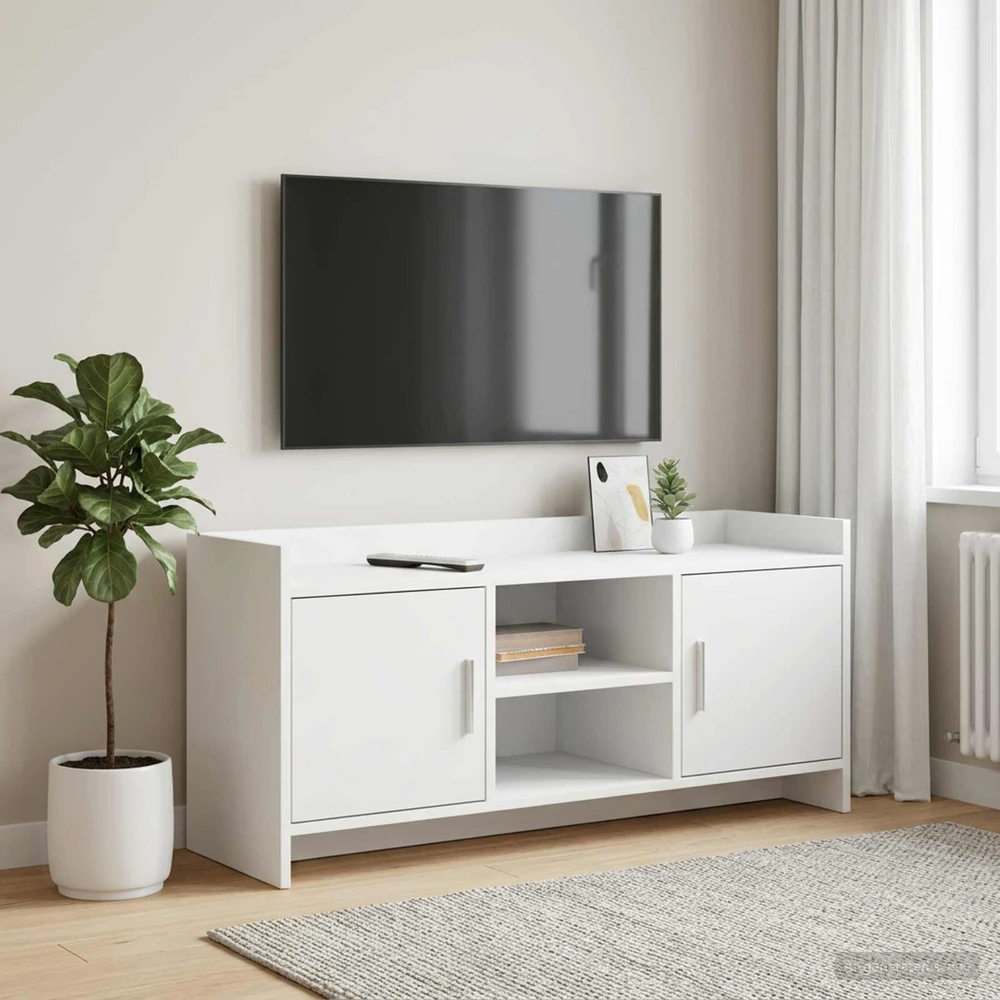 TV staliukas Televizoriaus spintelė 102 x 33 x 47 cm Balta Apdirbta mediena