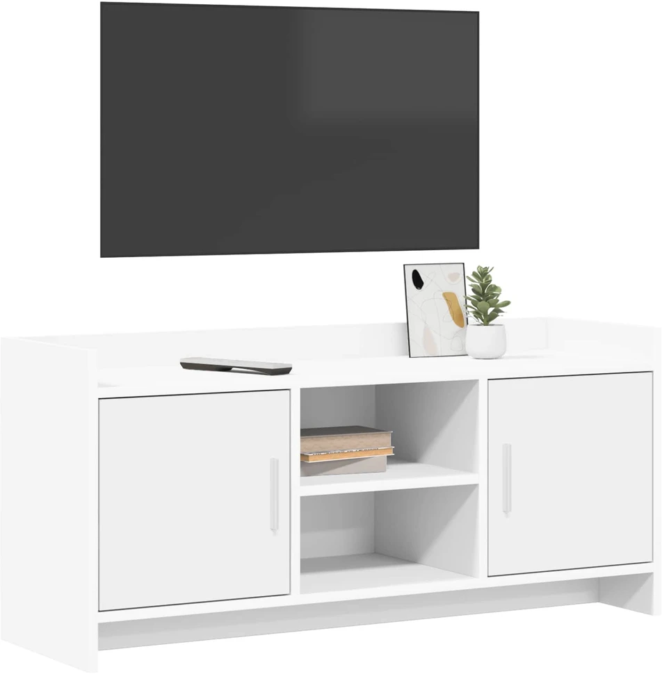TV staliukas Televizoriaus spintelė 102 x 33 x 47 cm Balta Apdirbta mediena