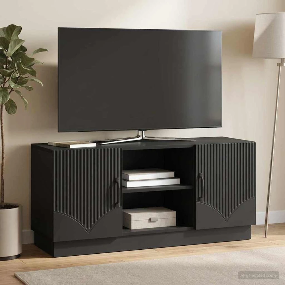 TV staliukas Televizoriaus spintelė 102 x 34,5 x 47 cm Juoda