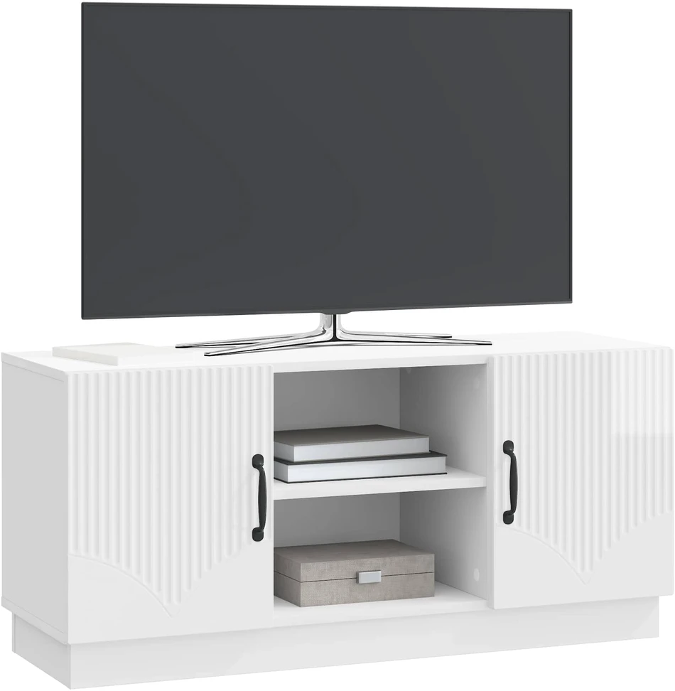 TV staliukas Televizoriaus spintelė 102 x 34,5 x 47 cm Itin blizgi balta