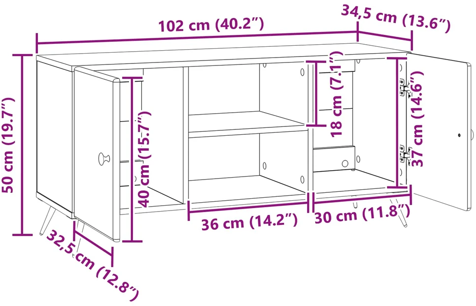 TV staliukas Televizoriaus spintelė 102 x 34,5 x 50 cm Betono pilka
