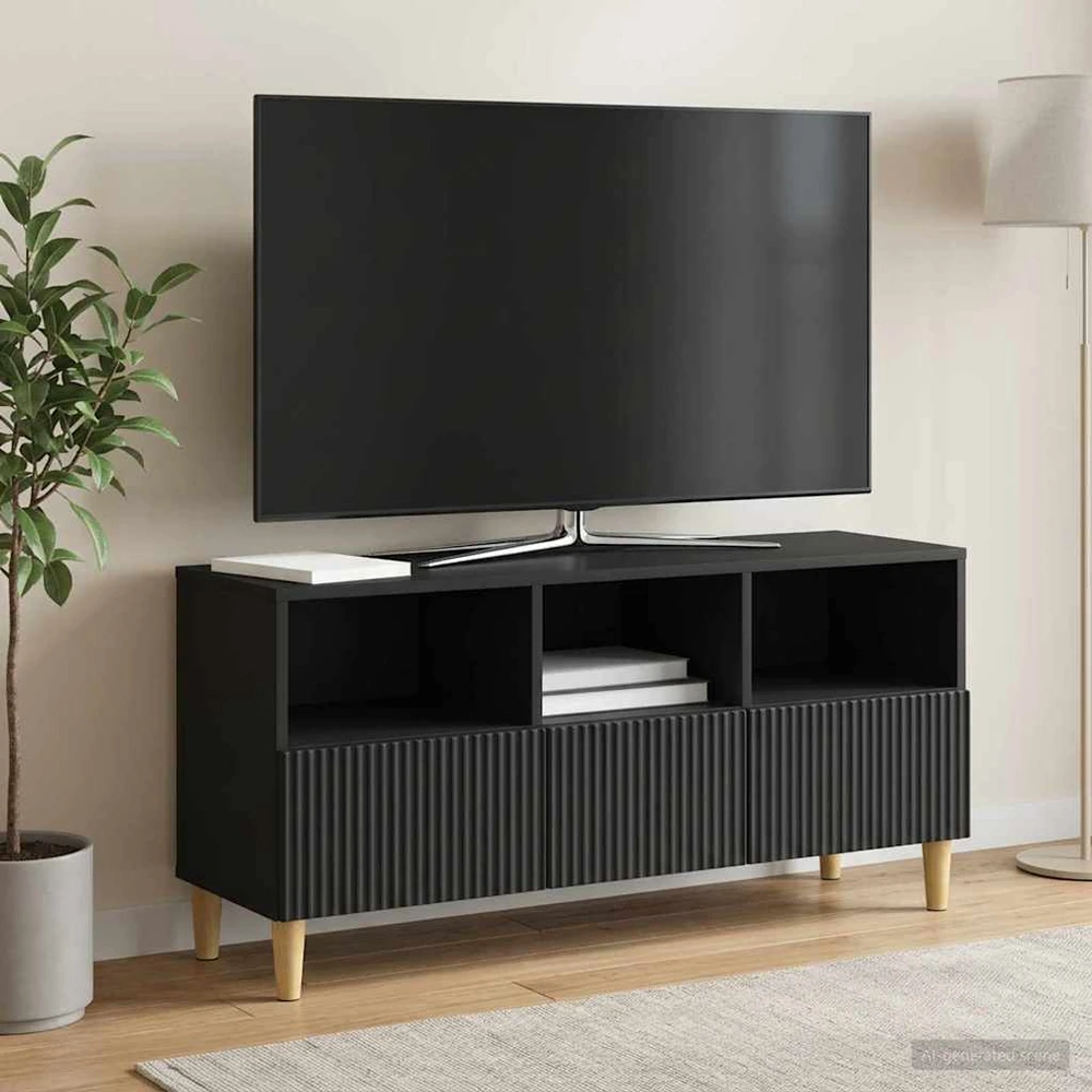 TV staliukas Televizoriaus spintelė 102 x 34,5 x 50 cm Juoda